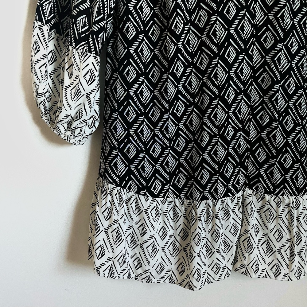 Zara Patchwork Geo Contrast Print Bohemian Mini Dress Size M NWT - Picture 15 of 16